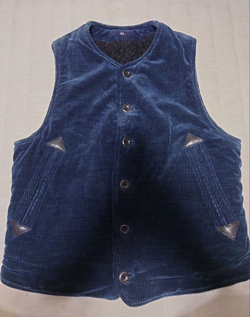 美品✨45RPM コーデュロイ ボア ベスト ネイビー ブラック 馬革使用 3