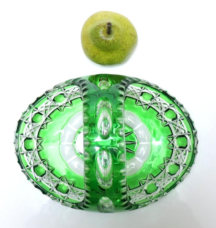 オールド・バカラ 23cm 1.1kg 特大サイズ ディアマン・ピエーリー 緑色