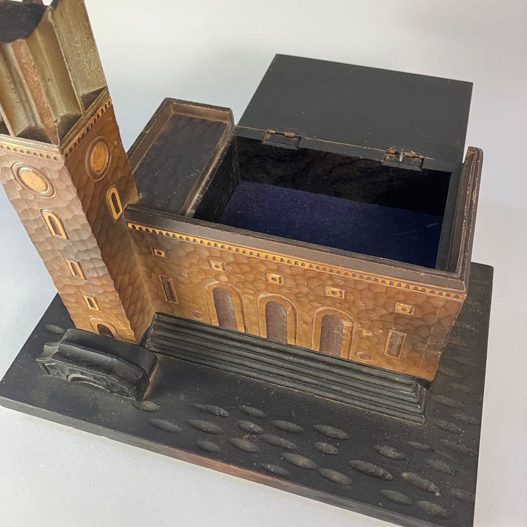 早稲田大学卒業記念 大隈講堂 木彫 アクセサリーボックス オルゴール