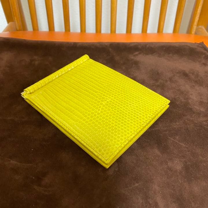 超希少 本革 マネークリップ イエロー プレゼント