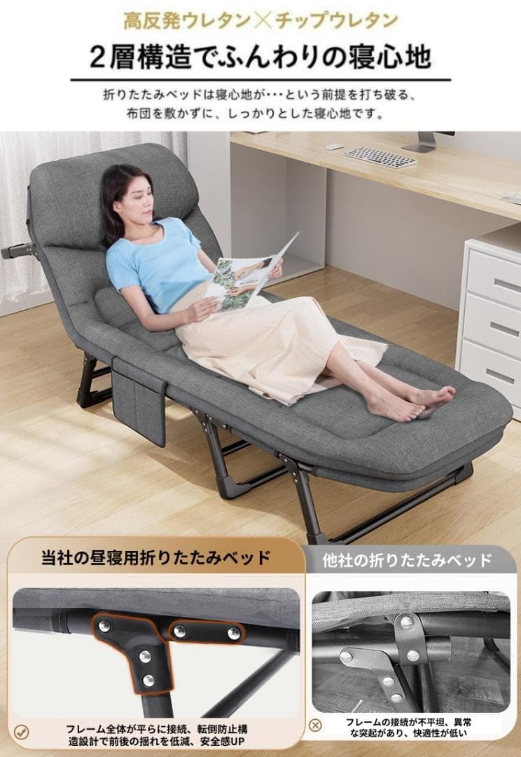 折りたたみベッド 66*180cm コンパクト 組立不要 軽量 折りたたみコット