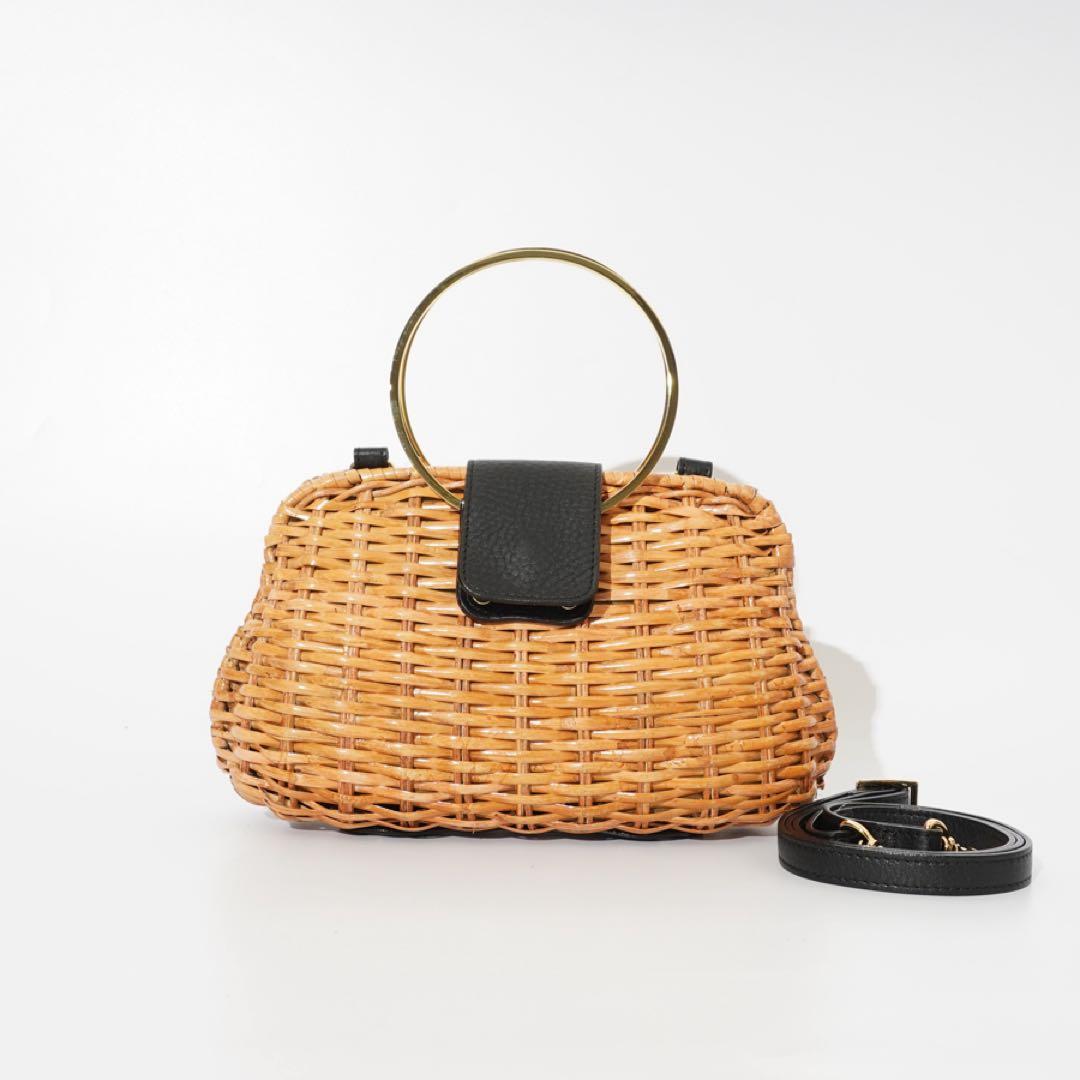 lei　定価￥25,300 スプリットラタン2WAYリングハンドルバッグ