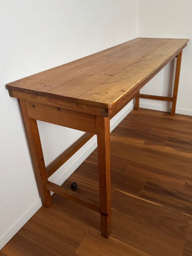 木製長机 什器 作業台 W160×D50×H75ライトブラウン ナチュラル北欧