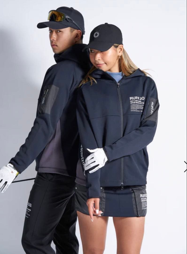 ラフログ　RUFFROG ブラック フルジップ パーカー レディース　S