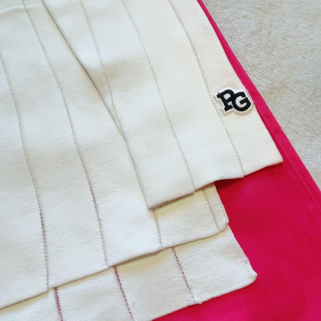 極美品　近年　パーリーゲイツ　ストライプ　ニット　セーター　白　麻