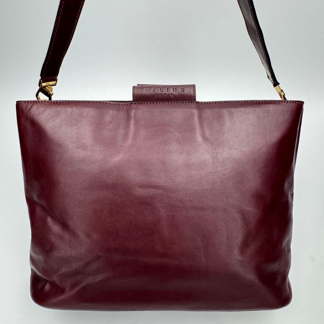 セリーヌ レザー カーフ ショルダーバッグ 斜めがけ A4可 ボルドー