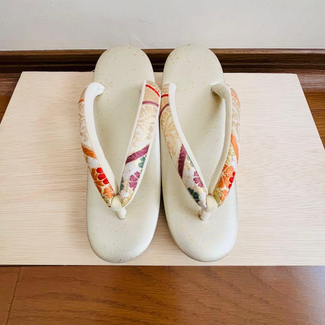 【美品】振袖用バッグ　草履　成人式　振袖　西陣織　正絹　Ｌサイズ