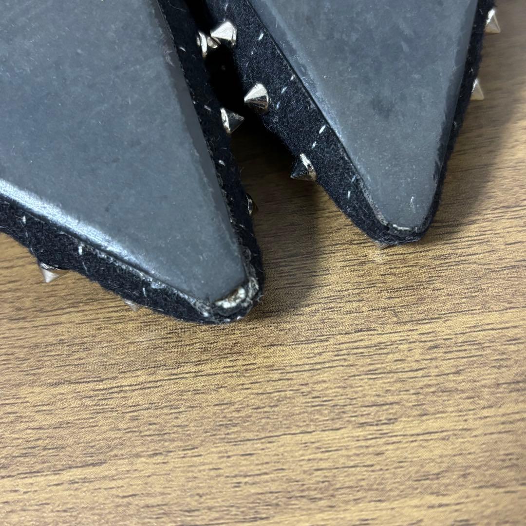 YELLO イエロ リボン ミュール サンダル ハイヒール スタッズ ブラック