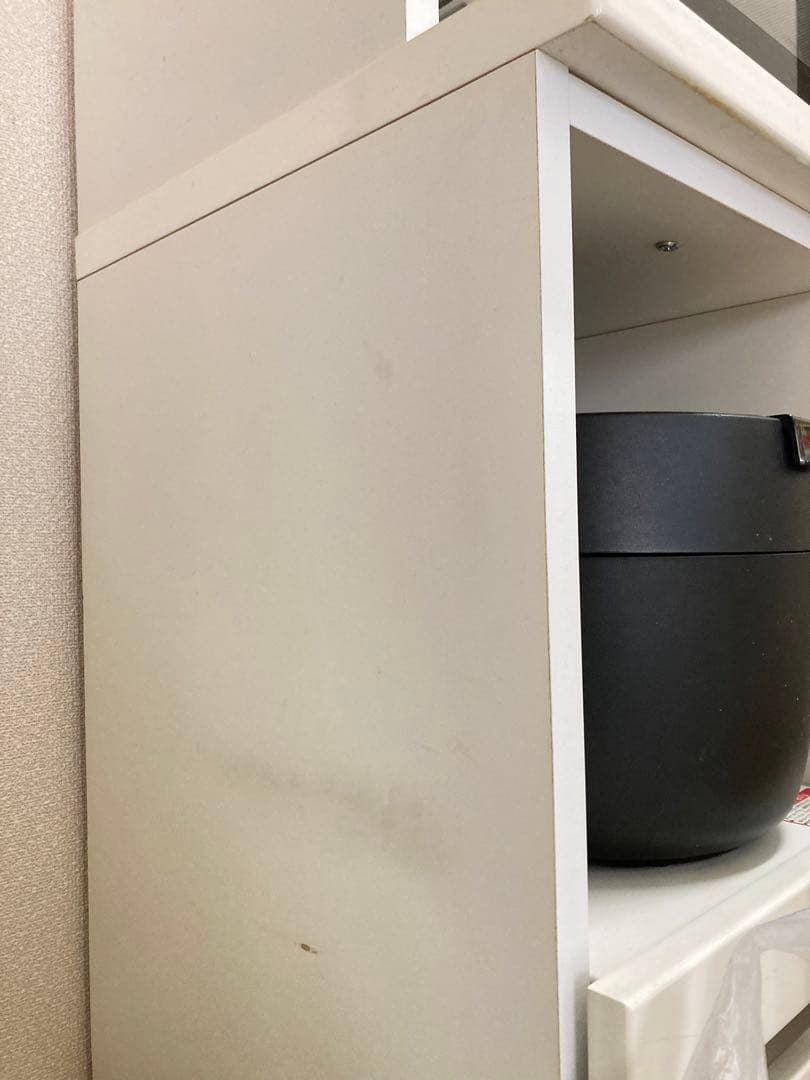 食器棚 キッチンボード 90cm レンジ台 キッチン収納家具 艶あり鏡面ホワイト