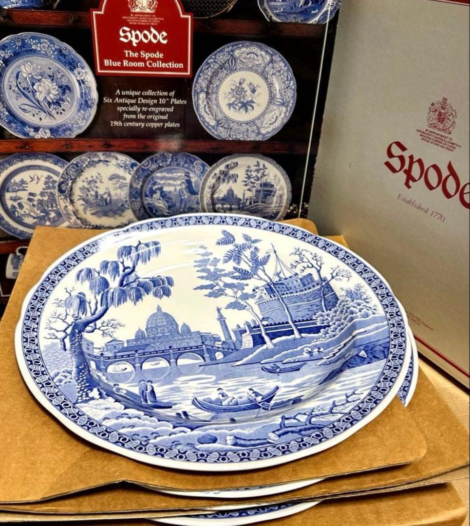 スポード　ブルールーム コレクション　ローマ 皿26.5cm 6枚　未使用品