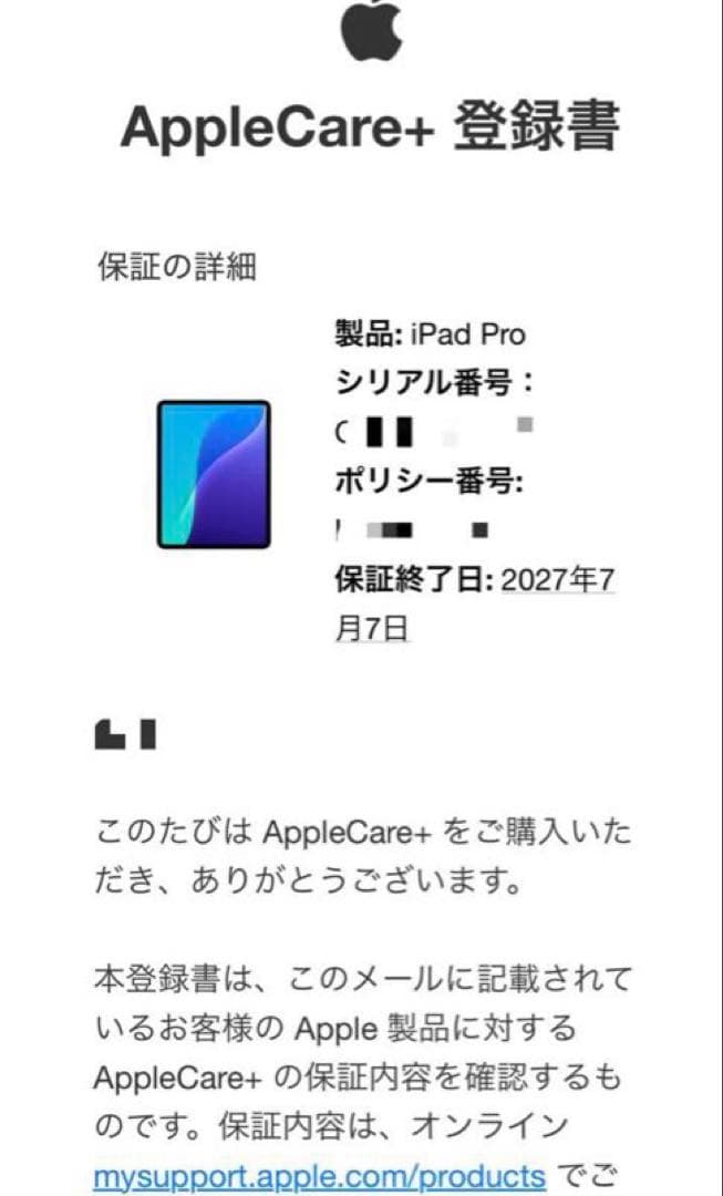 【そんてん】AppleCare2年+iPad Pro M4 13インチ