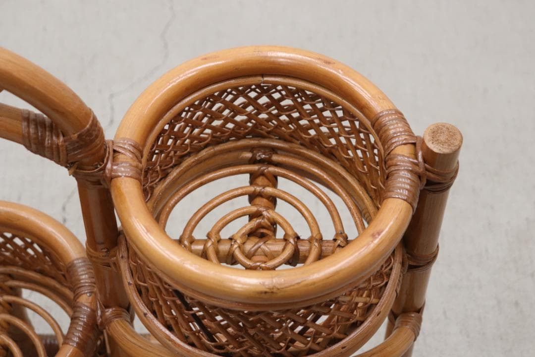 レトロ ラタン 籐 プランターラック 花台 植物 展示台 ヴィンテージ