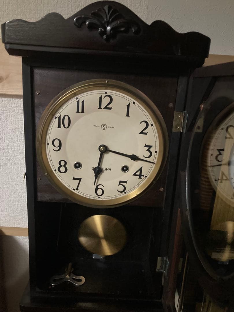 SEIKOSHA 柱時計 宮型本打ち式ボンボン時計 稼働中