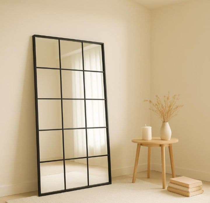 姿見　格子　9枚ミラー　海外風　大型ミラー