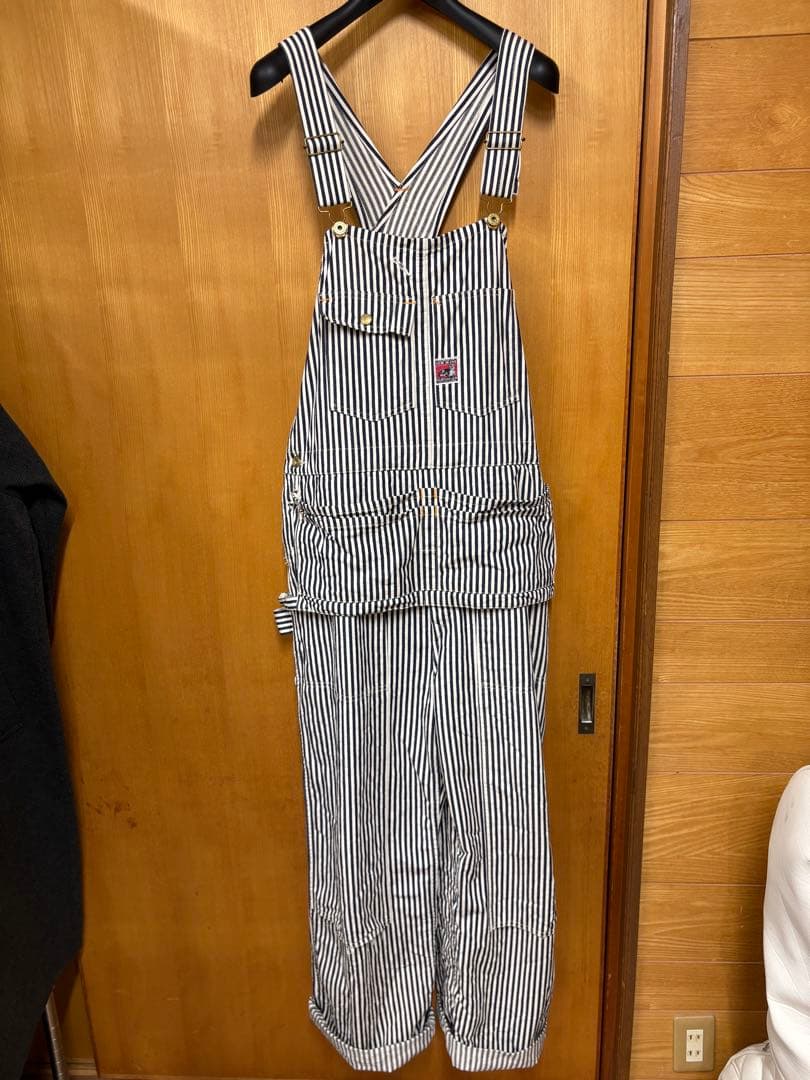 TCBジーンズ　オーバーオール　ヒッコリー