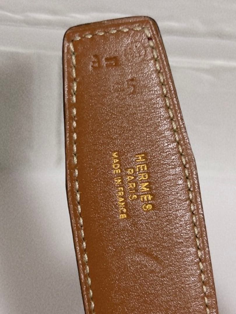 エルメス　HERMES ベルト　ホースバックル　レッド　キャメル