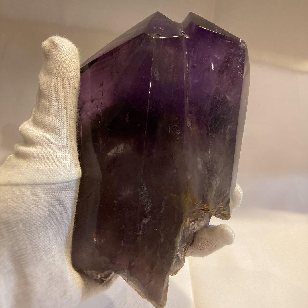 ちゅんちゅんアメジストダブルポイント★台座付き★虹あり　大幅お値下げ