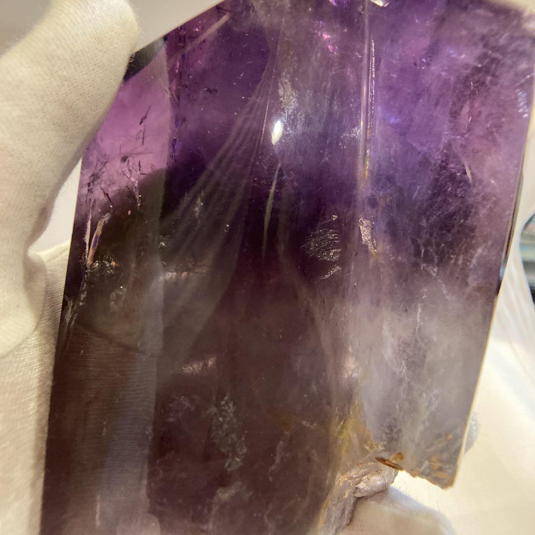 ちゅんちゅんアメジストダブルポイント★台座付き★虹あり　大幅お値下げ