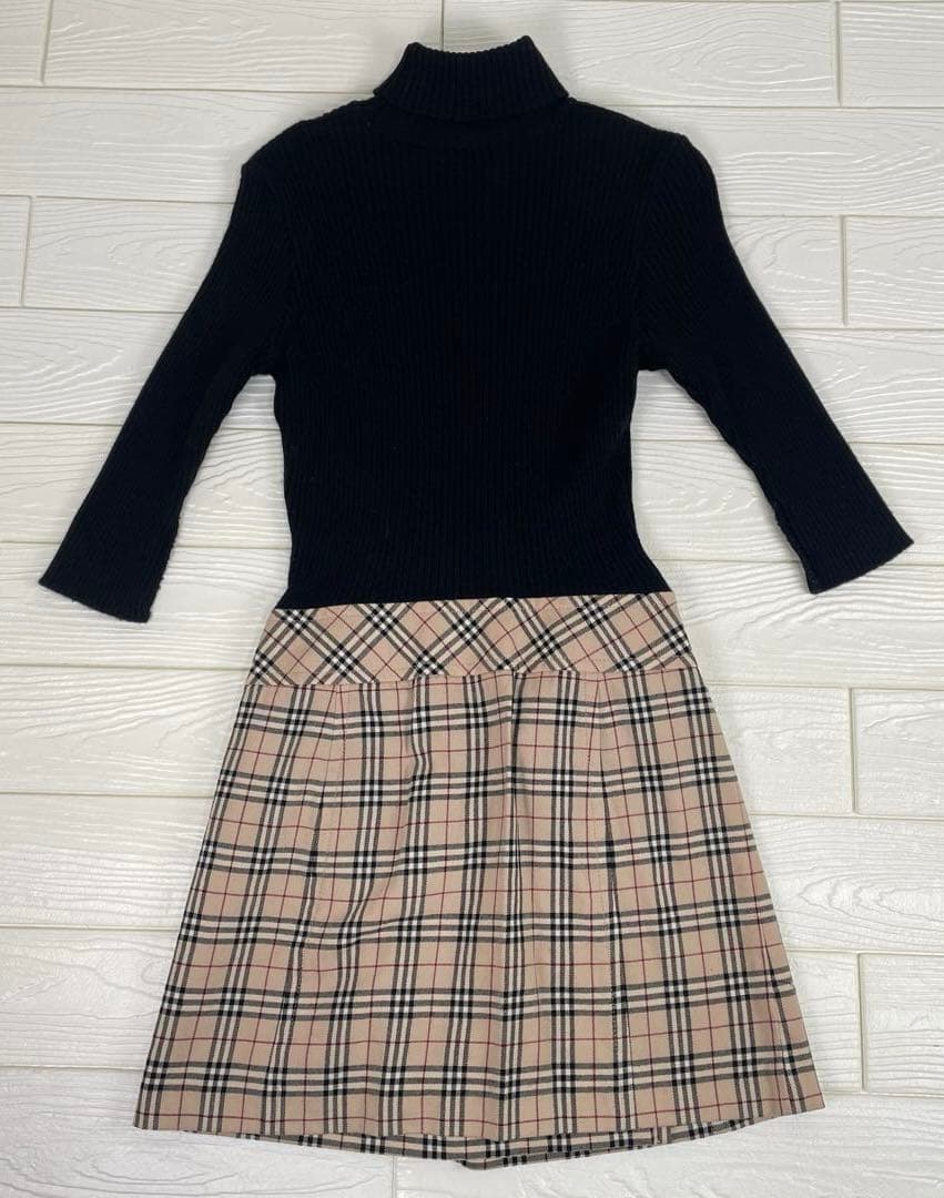 バーバリーブルーレーベル　ドッキングワンピース　タートルネック　ノバチェック