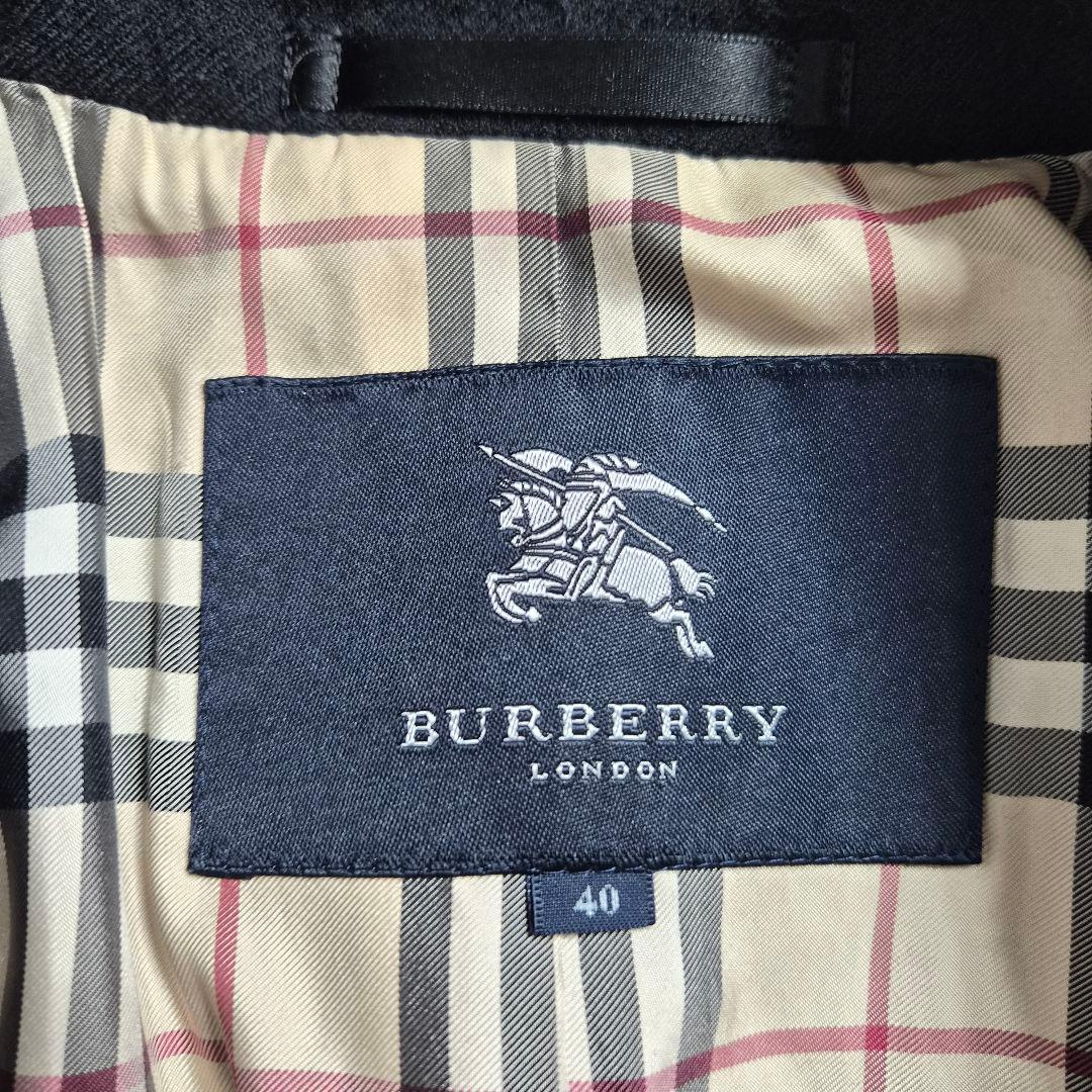 【美品】バーバリーロンドン ピーコート ウール ノバチェック ブラック L