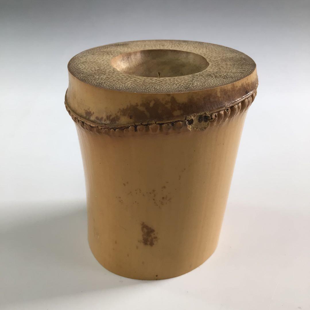 Ｒ１３１　蓋置　一双　『宗秦作』『大徳寺　松長剛山箱書』『竹蓋置』　共箱　茶道具