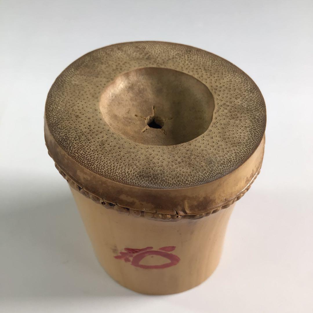 Ｒ１３１　蓋置　一双　『宗秦作』『大徳寺　松長剛山箱書』『竹蓋置』　共箱　茶道具