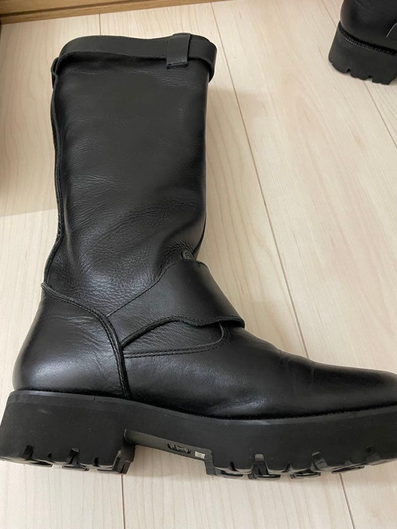 Y's バックル付きブラックレザー ロングブーツ　24.5〜25㎝　XL ワイズ