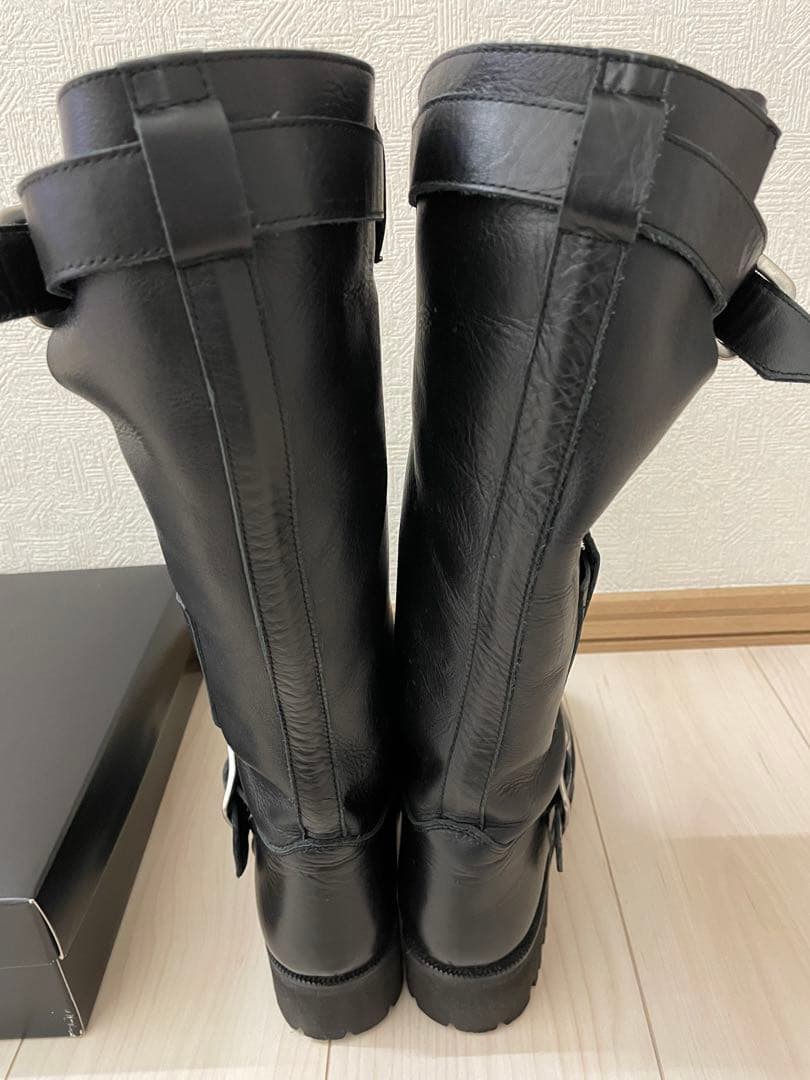 Y's バックル付きブラックレザー ロングブーツ　24.5〜25㎝　XL ワイズ