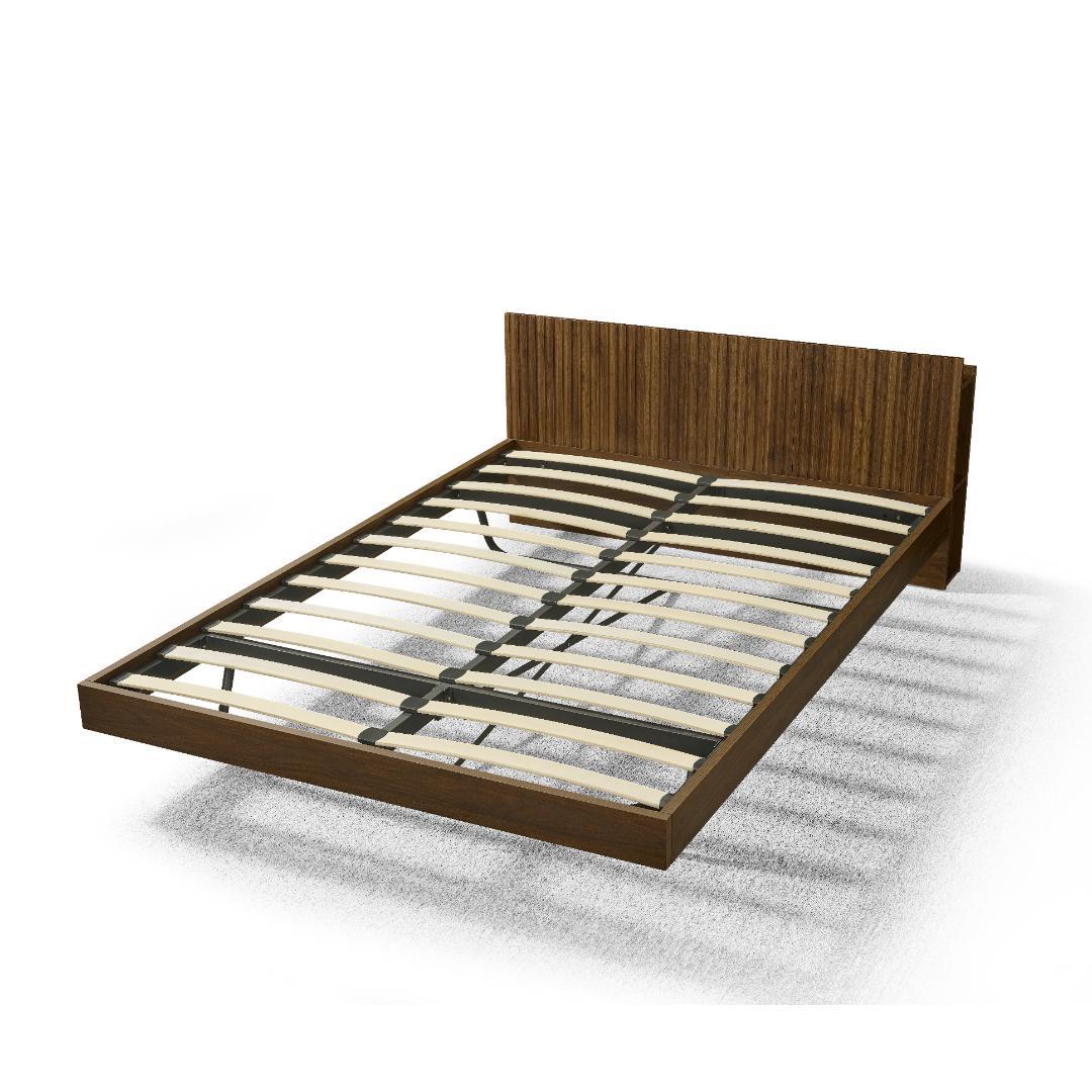 【新品】シングル ウォールナット 収納&USB付き 和風 すのこ 大人/子供用