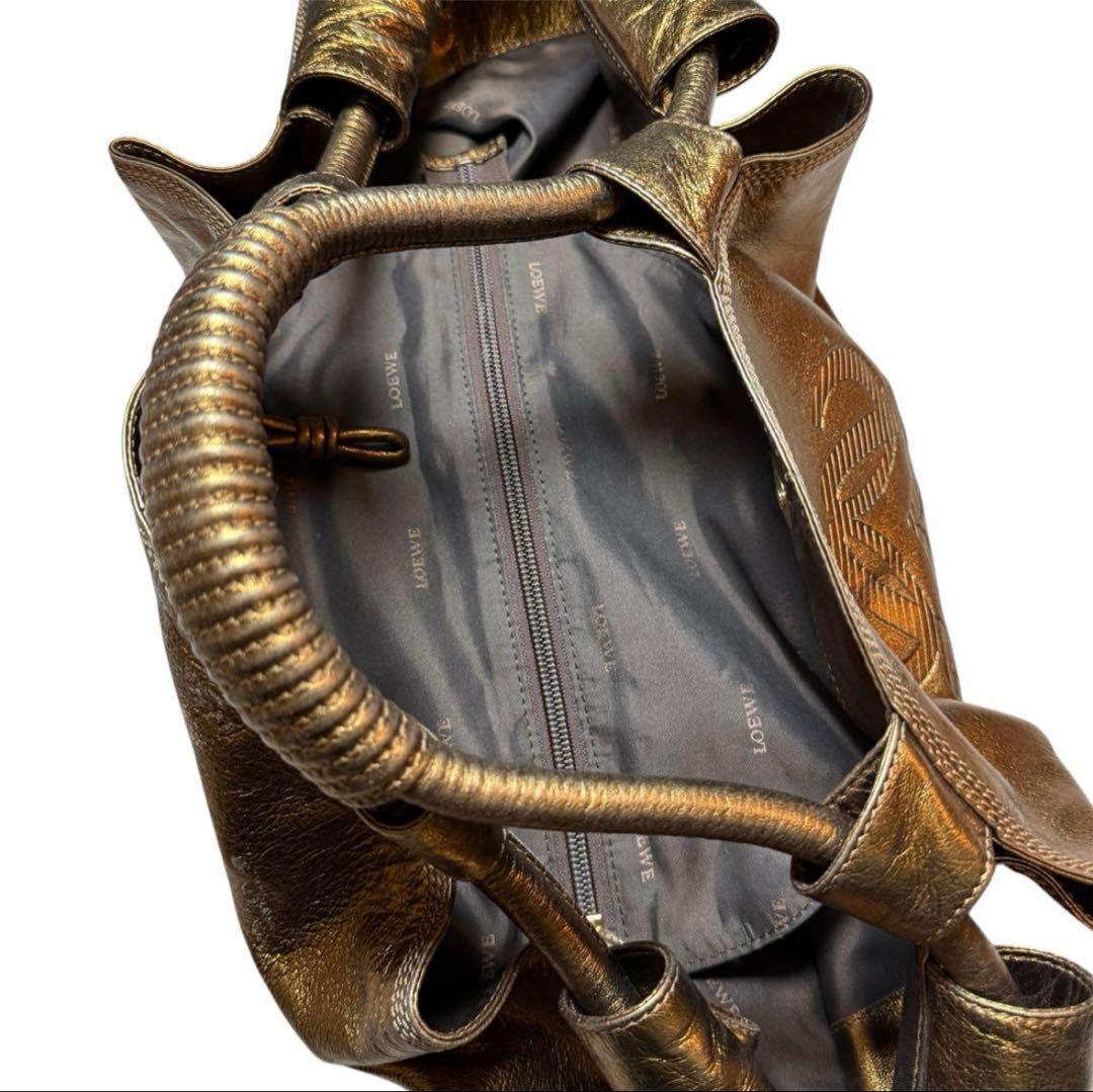 LOEWE アナグラム ナッパアイレ ラムレザー ハンドバッグ　ブロンズ