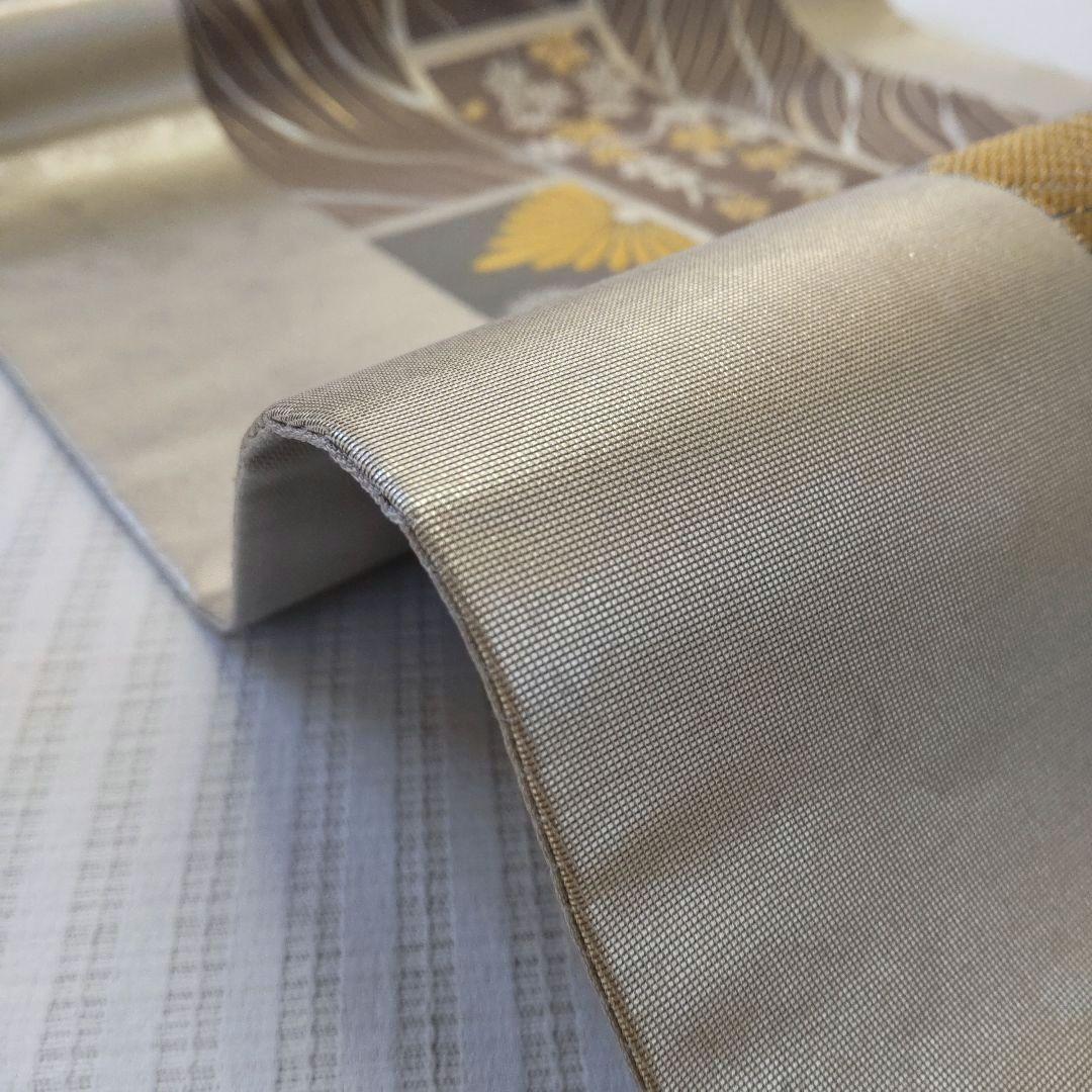 【袋帯】圧倒的スタイリッシュ＊シルバー輝く短冊文様！/Obi/Vintage