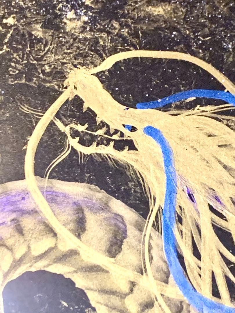 【金龍】　龍神エネルギーアート✨縁起物　一筆龍　絵画　置物　龍　隕石　開運