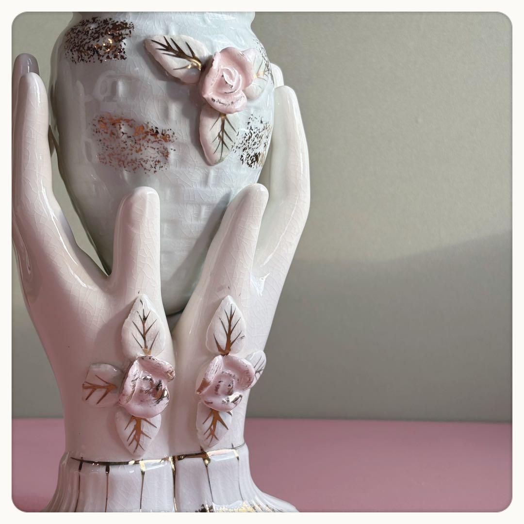 ヴィンテージ　ハンドモチーフ　フラワーベース　花瓶