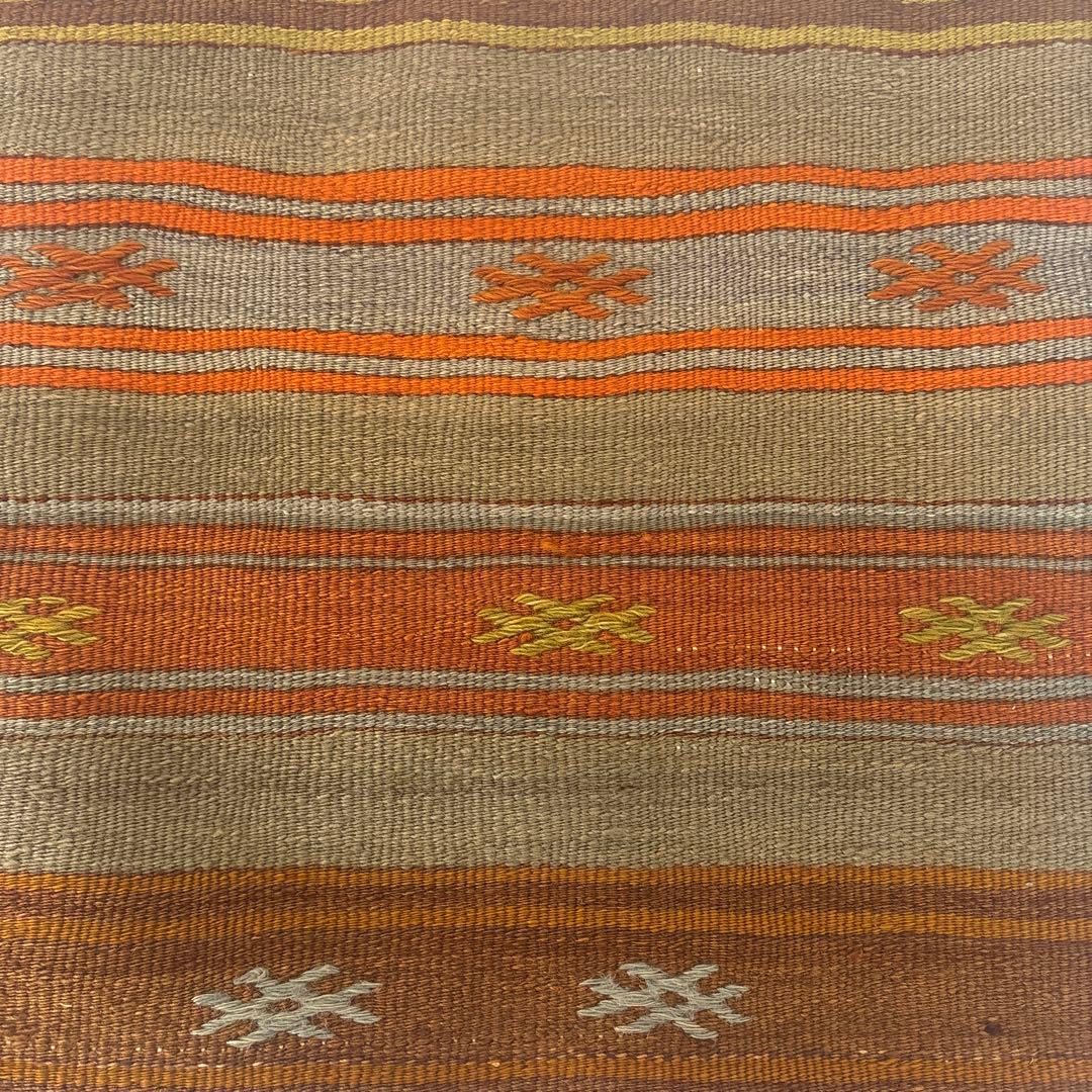 クッションカバー キリム オレンジ グレー ブラウン イエロー ボーダー