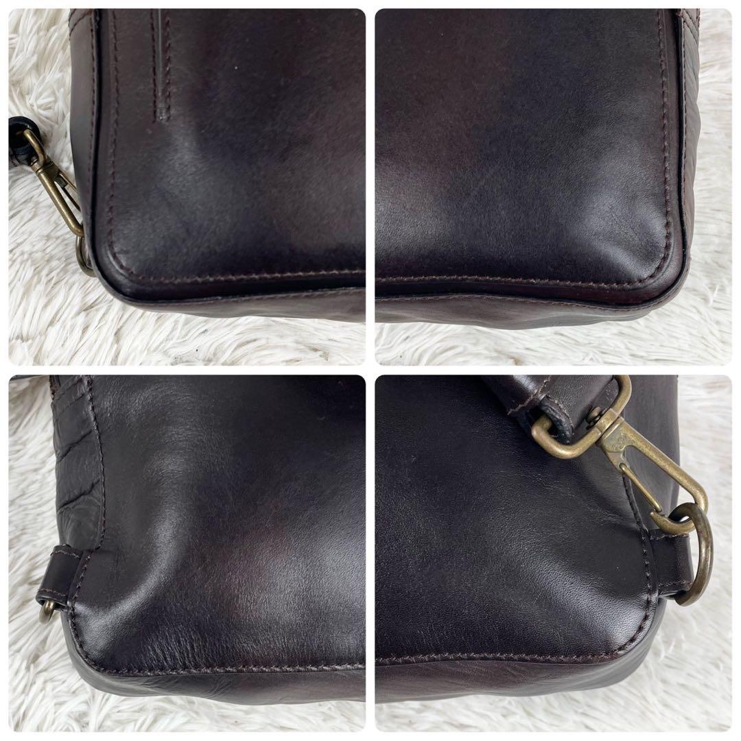 美品 マザーハウス レザー ウエストバッグ ロゴ型押し ファスナー ブラウン