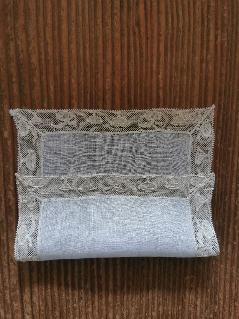 アンティーク カクテルグラス＆ゴブレット＆果実 手刺繍トリム 極薄クロス α