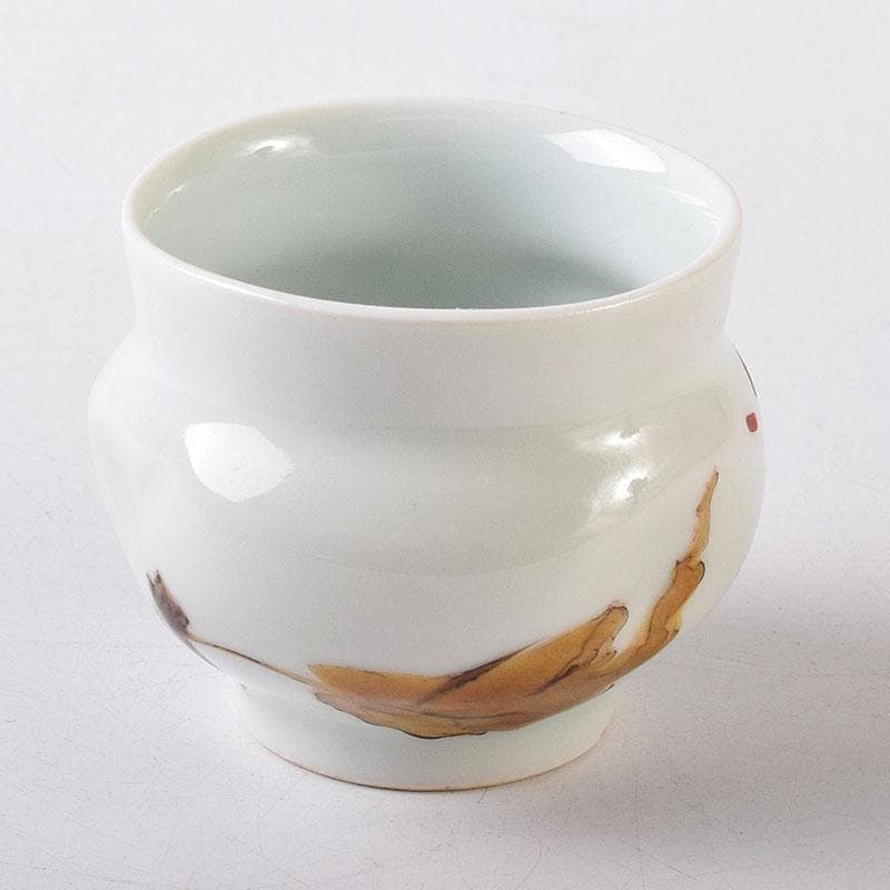 高橋誠作　色絵雀図　ぐい呑　酒盃　共布共箱　V　8226