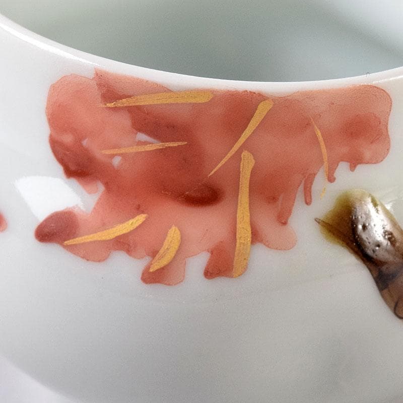 高橋誠作　色絵雀図　ぐい呑　酒盃　共布共箱　V　8226