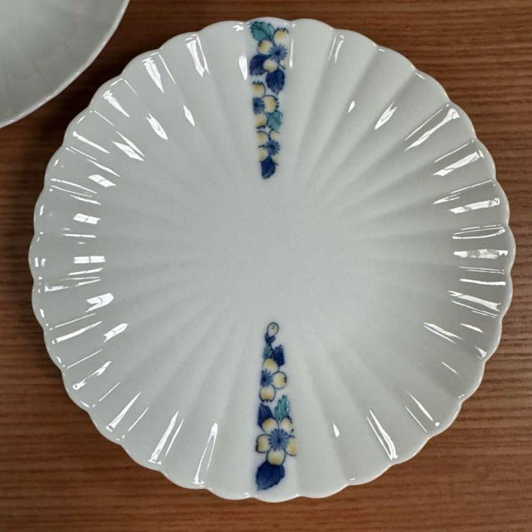 伊万里焼 畑萬陶苑：鍋島 帯柄文 菊割取皿×5枚セット☆