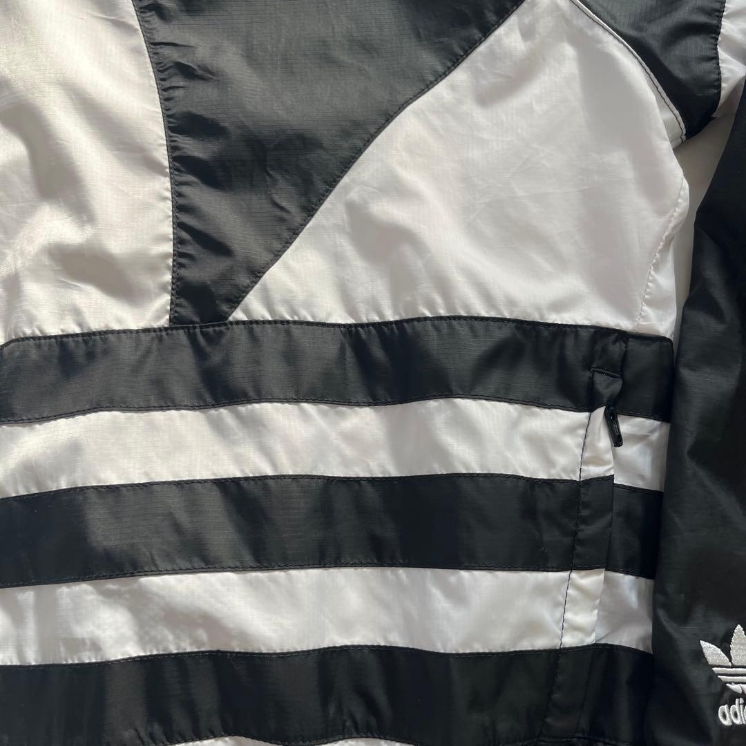 アディダス ビッグトレフォイル ナイロンジャージ 白黒 XL