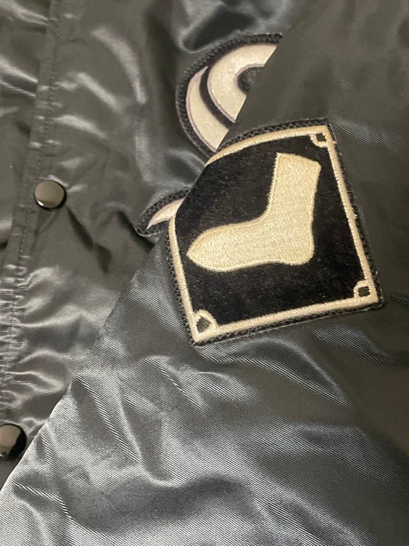 starter 90s ホワイトソックス　MLB ブラック スタジャン 刺繍ロゴ