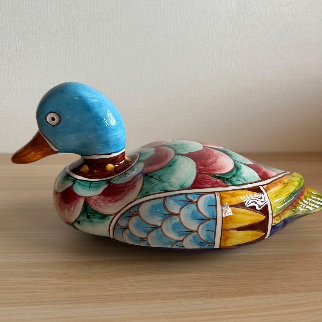 アンティーク　Gubbio グッビオ　イタリア製陶器　カモ　セット　置物