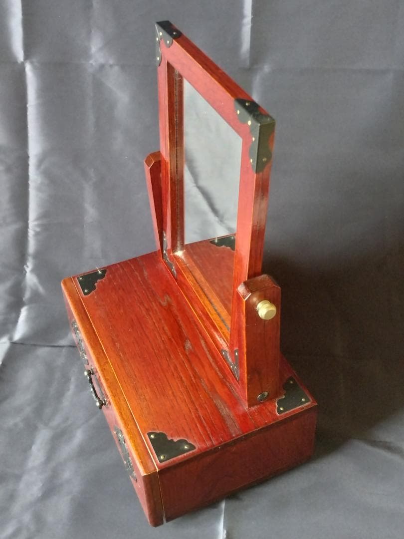 ミニ鏡台 引き出し付き 和風 和柄 木目調 ドレッサー 美品