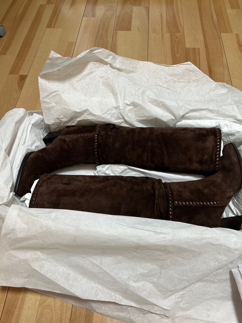 新作美品☆JIMMY CHOO ハート ステッチ ニーブーツ 60 チョコレート