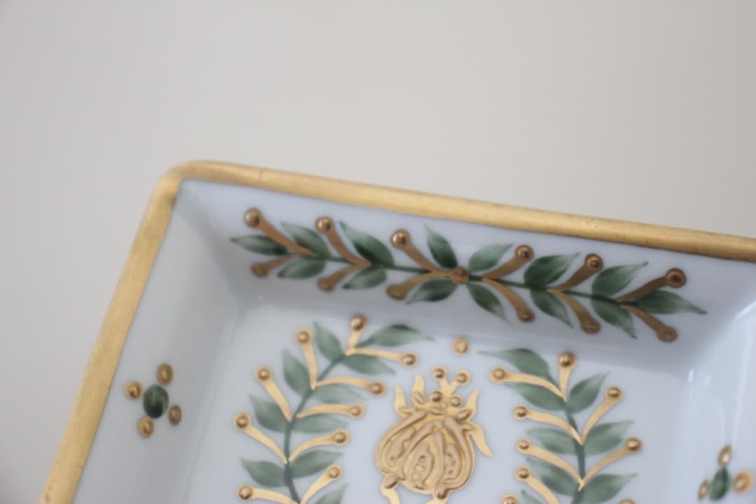 ロールセリニャック　リモージュ　エンパイヤコレクション　金彩葉柄　小皿　スクエア