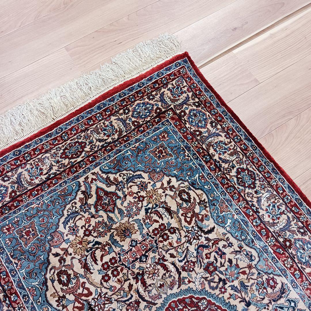 Y2655 高級シルク絨毯 手織り72万ノット シルク100% 153×93㎝