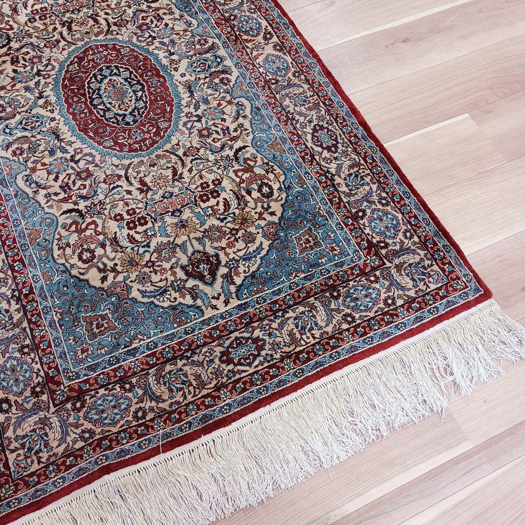 Y2655 高級シルク絨毯 手織り72万ノット シルク100% 153×93㎝