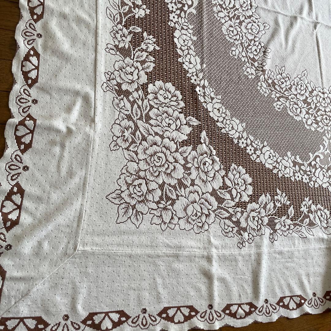 【希少】アンティークレース 200×200 刺繍風 大判 大型 マルチカバー