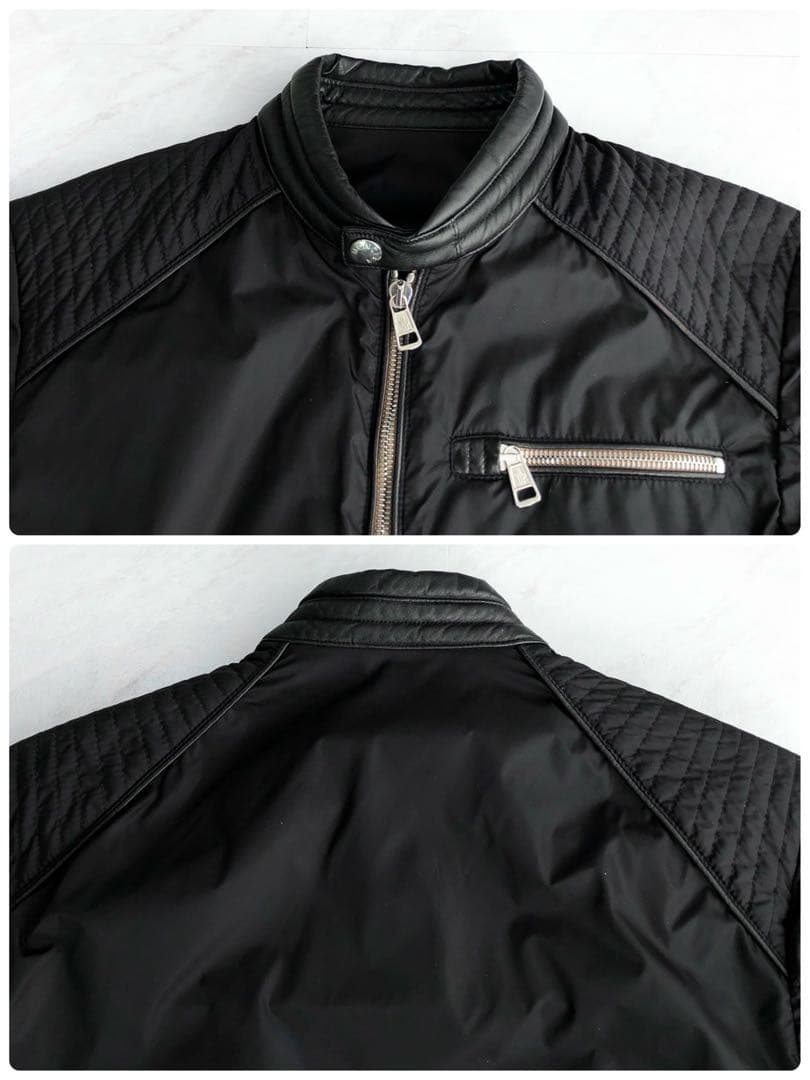 【極美品】MONCLER ナイロンジャケット ライダース レザー マグリア 黒