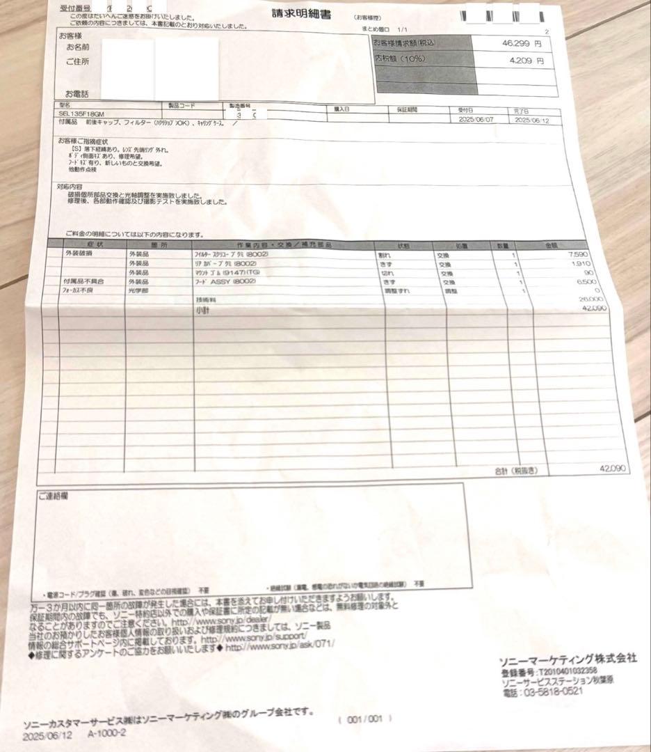 【修理・点検完了後品】SONY FE 135mm F1.8 GM レンズ